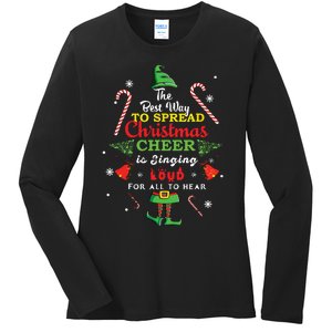 Spread Christmas Cheer Is Singing Loud Xmas Elf Pajama Ladies Long Sleeve Shirt