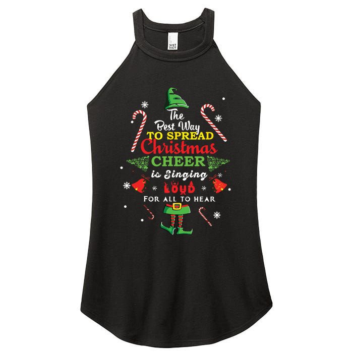 Spread Christmas Cheer Is Singing Loud Xmas Elf Pajama Women's Perfect Tri Rocker Tank