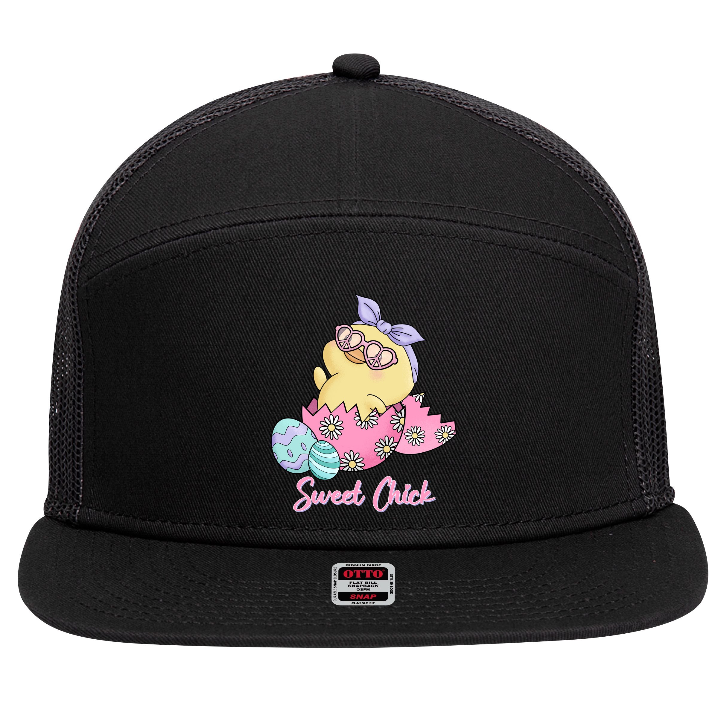 Sweet Chick Cute Spring Easter 7 Panel Mesh Trucker Snapback Hat