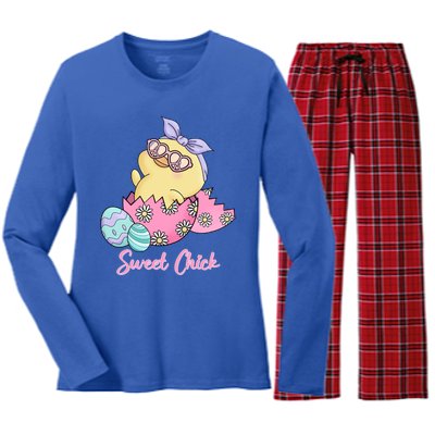 Sweet Chick Cute Spring Easter Women's Long Sleeve Flannel Pajama Set 