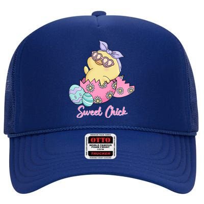 Sweet Chick Cute Spring Easter High Crown Mesh Back Trucker Hat