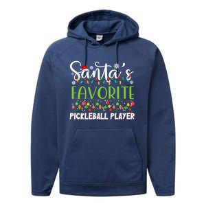 Santa Claus Christmas SantaS Favorite Pickleball Player Gift Performance Fleece Hoodie