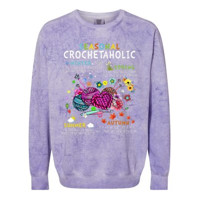 Seasonal Crochetaholic Crochet Crocheter Yarn Lover Colorblast Crewneck Sweatshirt