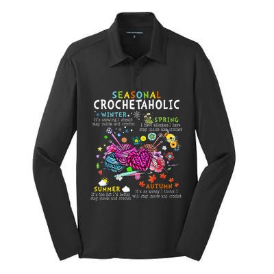 Seasonal Crochetaholic Crochet Crocheter Yarn Lover Silk Touch Performance Long Sleeve Polo