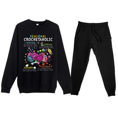 Seasonal Crochetaholic Crochet Crocheter Yarn Lover Premium Crewneck Sweatsuit Set