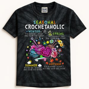 Seasonal Crochetaholic Crochet Crocheter Yarn Lover Kids Tie-Dye T-Shirt