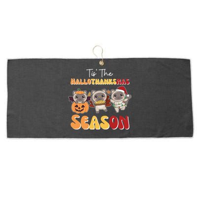 Siamese Cat Christmas Halloween Tis The Hallothanksmas Gift Large Microfiber Waffle Golf Towel