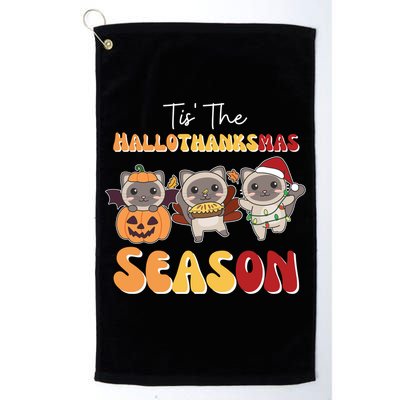 Siamese Cat Christmas Halloween Tis The Hallothanksmas Gift Platinum Collection Golf Towel