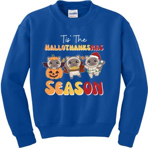 Siamese Cat Christmas Halloween Tis The Hallothanksmas Gift Kids Sweatshirt