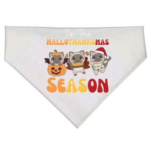 Siamese Cat Christmas Halloween Tis The Hallothanksmas Gift USA-Made Doggie Bandana