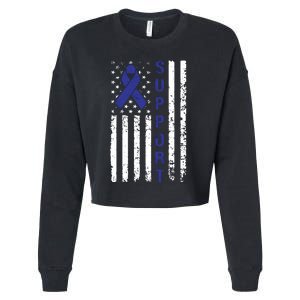 Support Colon Cancer Awareness Cropped Pullover Crew