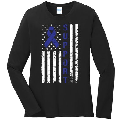 Support Colon Cancer Awareness Ladies Long Sleeve Shirt