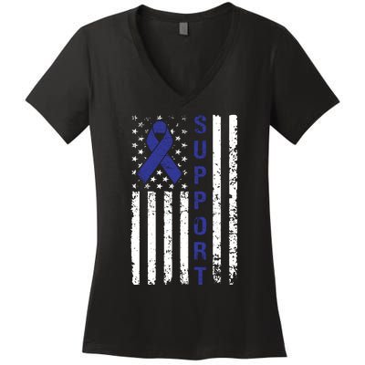 Support Colon Cancer Awareness Women's V-Neck T-Shirt