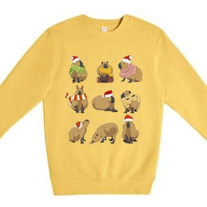 Santa Capybara Crew Christmas Funny Capybaras Lover Xmas Pj Premium Crewneck Sweatshirt