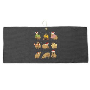 Santa Capybara Crew Christmas Funny Capybaras Lover Xmas Pj Large Microfiber Waffle Golf Towel