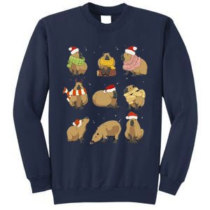 Santa Capybara Crew Christmas Funny Capybaras Lover Xmas Pj Sweatshirt