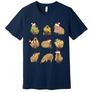 Santa Capybara Crew Christmas Funny Capybaras Lover Xmas Pj Premium T-Shirt