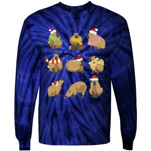 Santa Capybara Crew Christmas Funny Capybaras Lover Xmas Pj Tie-Dye Long Sleeve Shirt