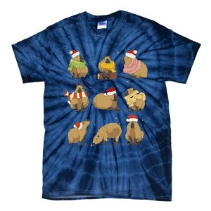 Santa Capybara Crew Christmas Funny Capybaras Lover Xmas Pj Tie-Dye T-Shirt