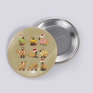 Santa Capybara Crew Christmas Funny Capybaras Lover Xmas Pj Button