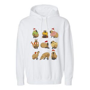 Santa Capybara Crew Christmas Funny Capybaras Lover Xmas Pj Garment-Dyed Fleece Hoodie