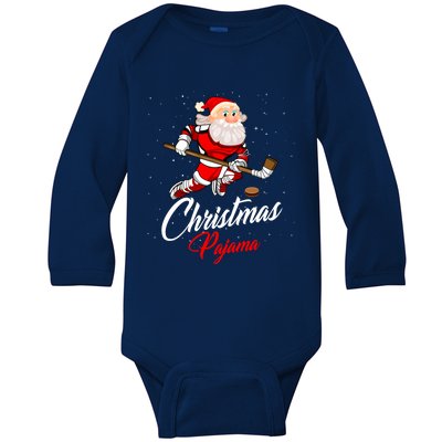 Santa Claus Christmas Pajama Ice Hockey Costume Gift Baby Long Sleeve Bodysuit