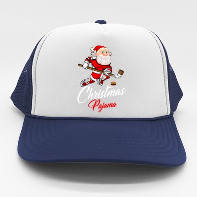 Santa Claus Christmas Pajama Ice Hockey Costume Gift Trucker Hat