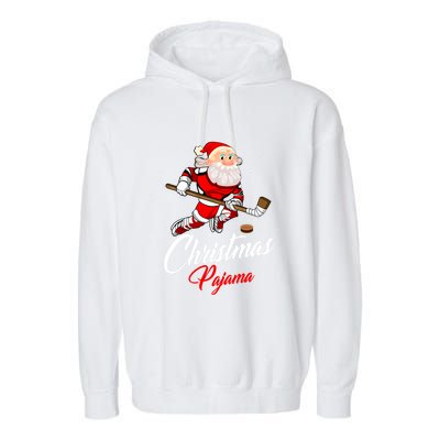 Santa Claus Christmas Pajama Ice Hockey Costume Gift Garment-Dyed Fleece Hoodie