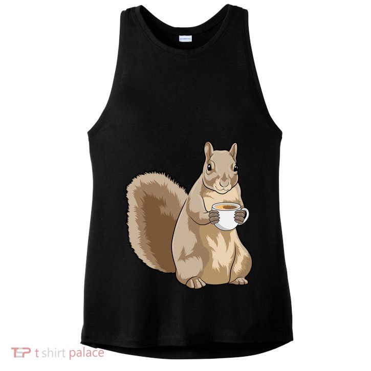 Squirrel Coffee Cup Gift Ladies PosiCharge Tri-Blend Wicking Tank