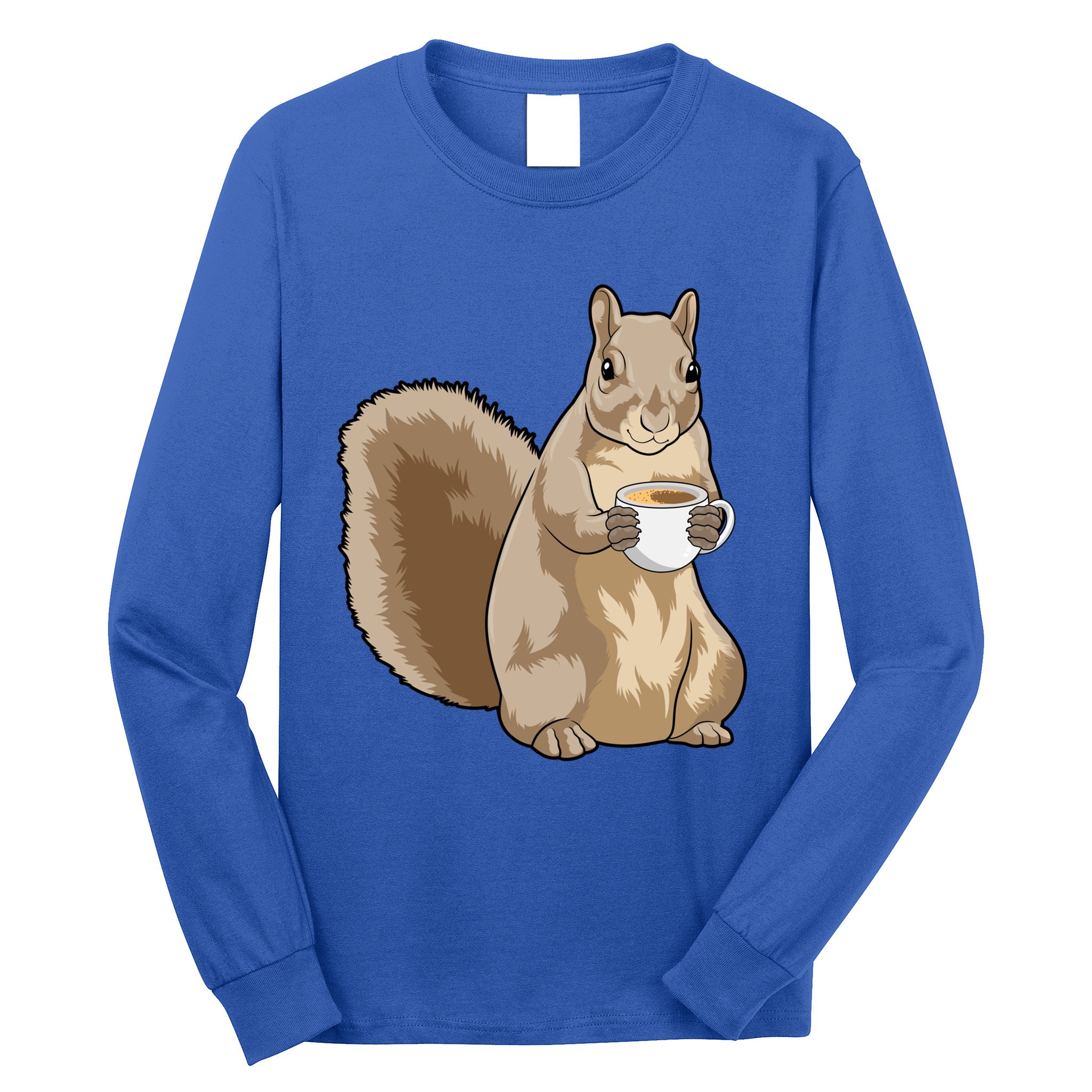 Squirrel Coffee Cup Gift Long Sleeve Shirt