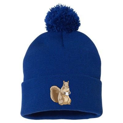Squirrel Coffee Cup Gift Pom Pom 12in Knit Beanie