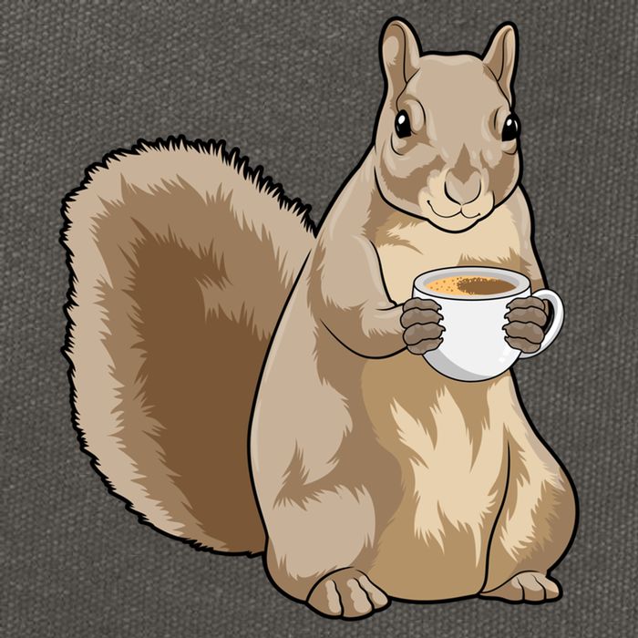 Squirrel Coffee Cup Gift Cotton Canvas Backpack