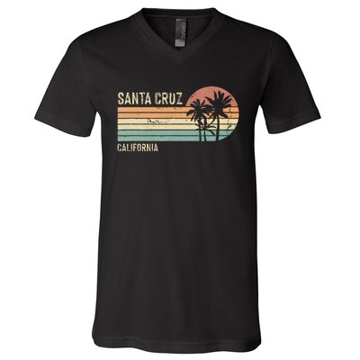 Santa Cruz California Sunset 70s 80s V-Neck T-Shirt