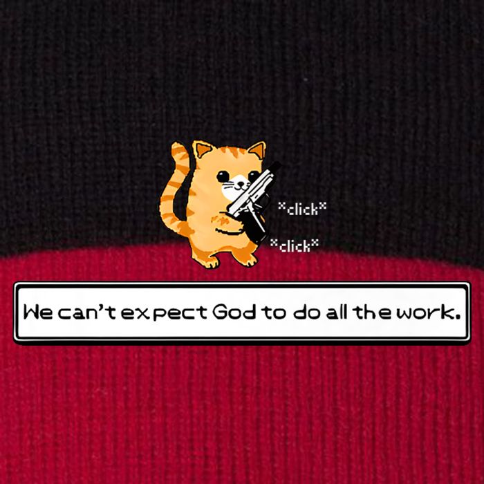 Squirt Click Click We Cant Expect God To Do All The Work Pom Pom 12in Knit Beanie