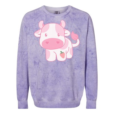 Strawberry Cow Cute Pink Pastel Colorblast Crewneck Sweatshirt