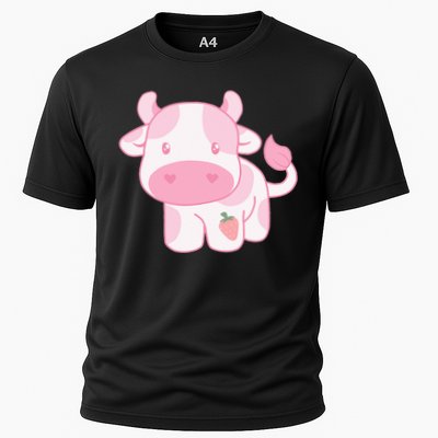 Strawberry Cow Cute Pink Pastel Cooling Performance Crew T-Shirt