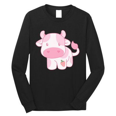 Strawberry Cow Cute Pink Pastel Long Sleeve Shirt