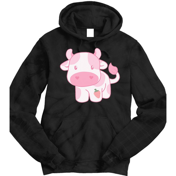 Strawberry Cow Cute Pink Pastel Tie Dye Hoodie