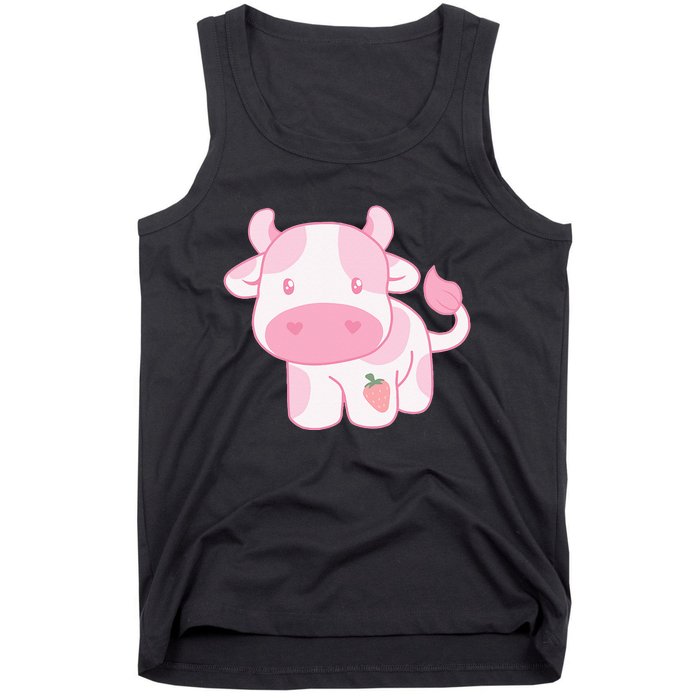 Strawberry Cow Cute Pink Pastel Tank Top