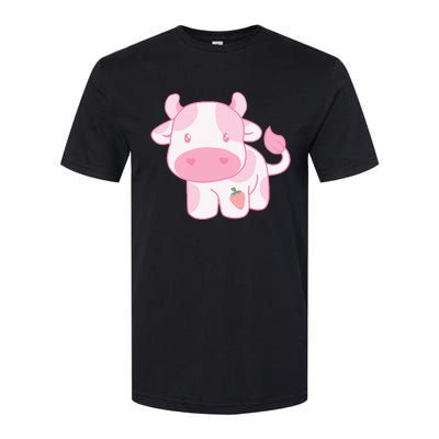 Strawberry Cow Cute Pink Pastel Softstyle CVC T-Shirt