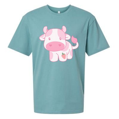 Strawberry Cow Cute Pink Pastel Sueded Cloud Jersey T-Shirt