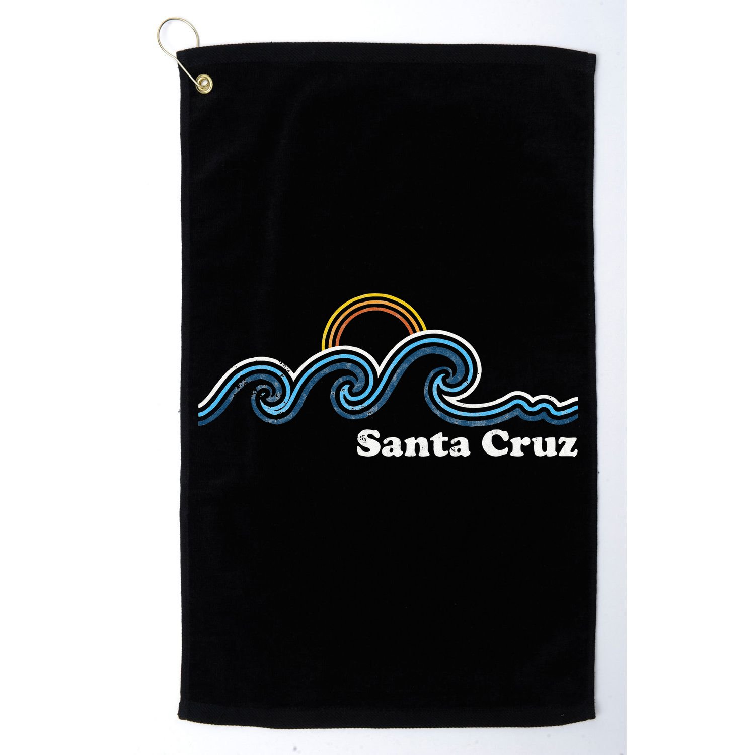 Santa Cruz California CA Sufing Waves Sunset Beach Vintage Golf Towel