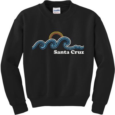 Santa Cruz California CA Sufing Waves Sunset Beach Vintage Kids Sweatshirt