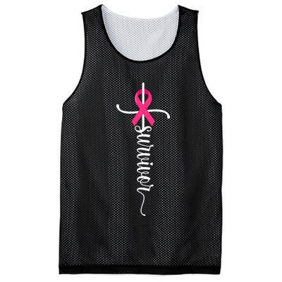 Survivor Christian Cross Warrior Pink Ribbon Breast Cancer Mesh Reversible Basketball Jersey Tank