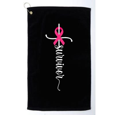 Survivor Christian Cross Warrior Pink Ribbon Breast Cancer Golf Towel