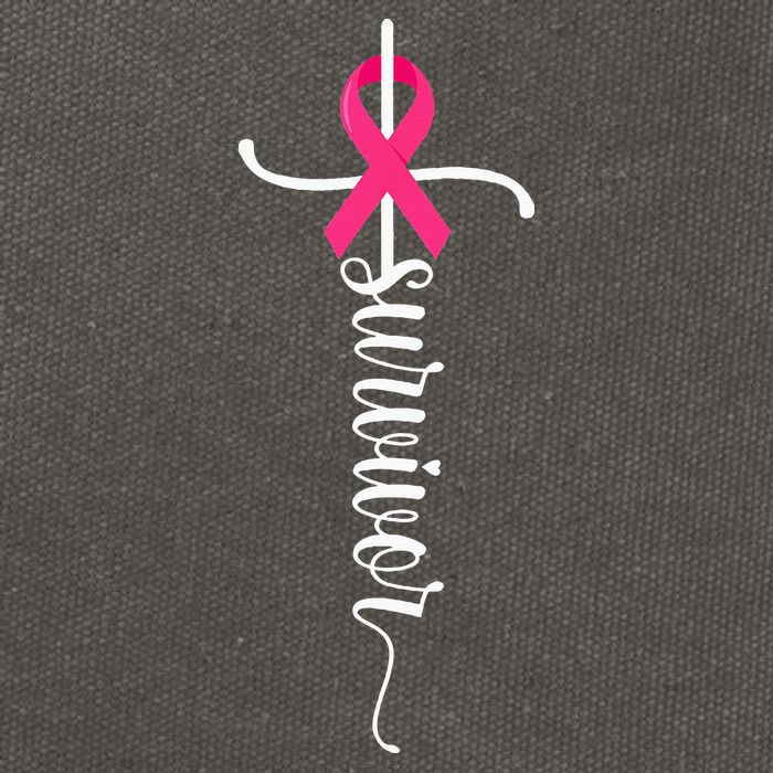 Survivor Christian Cross Warrior Pink Ribbon Breast Cancer Cotton Canvas Backpack
