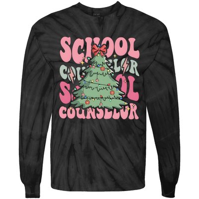 School Counselor Christmas Tree Holiday Season Tie-Dye Long Sleeve Shirt