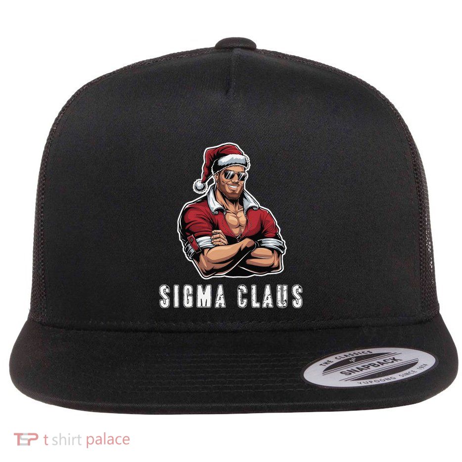 Sigma Claus Cool Santa Funny Christmas Rizz Rizzler Meme Flat Bill Trucker Hat