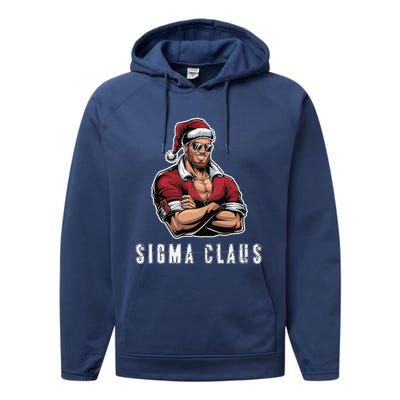 Sigma Claus Cool Santa Funny Christmas Rizz Rizzler Meme Performance Fleece Hoodie