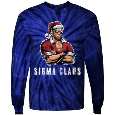 Sigma Claus Cool Santa Funny Christmas Rizz Rizzler Meme Tie-Dye Long Sleeve Shirt